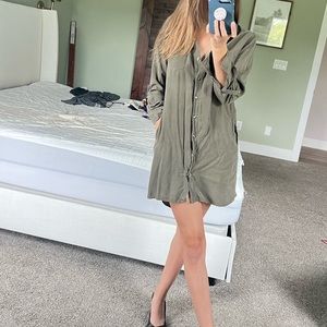 Thread + Supply XS Green Shirt Dress